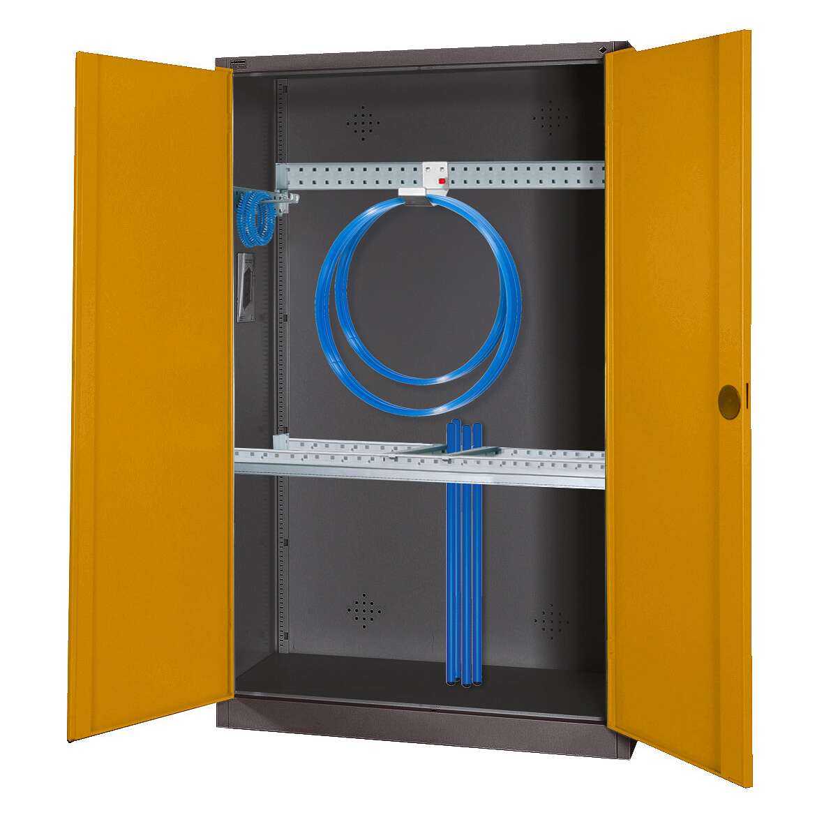 C+P Modul-Sportgeräteschrank "Grundausstattung" mit Vollblech-Flügeltüren, HxBxT 195x120x50 cm, Ergo-Lock Muldengriff, Goldgelb (RAL 1004), Anthrazit (RAL 7021), Einzelschließung Unkategorisiert online kaufen