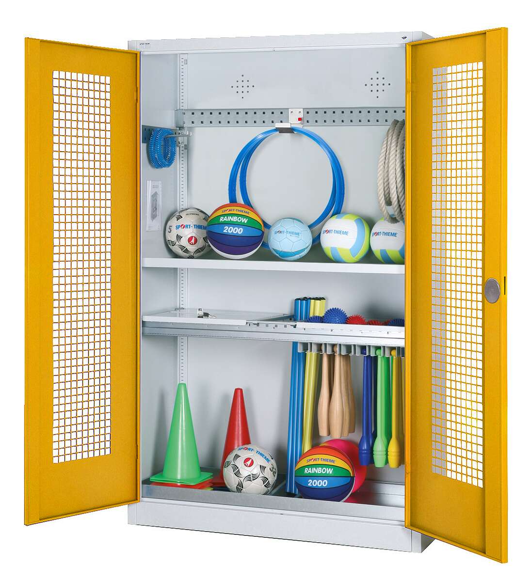 C+P Modul-Sportgeräteschrank "Komplettausstattung" mit Lochblech-Flügeltüren, HxBxT 195x120x50 cm, Ergo-Lock Muldengriff, Verkehrsgelb (RAL 1023), Lichtgrau (RAL 7035), Einzelschließung Unkategorisiert online kaufen C+P Modul-Sportgeräteschrank "Komplettausstattung" mit Lochblech-Flügeltüren, HxBxT 195x120x50 cm, Ergo-Lock Muldengriff, Verkehrsgelb (RAL 1023), Lichtgrau (RAL 7035), Einzelschließung Unkategorisiert online kaufen