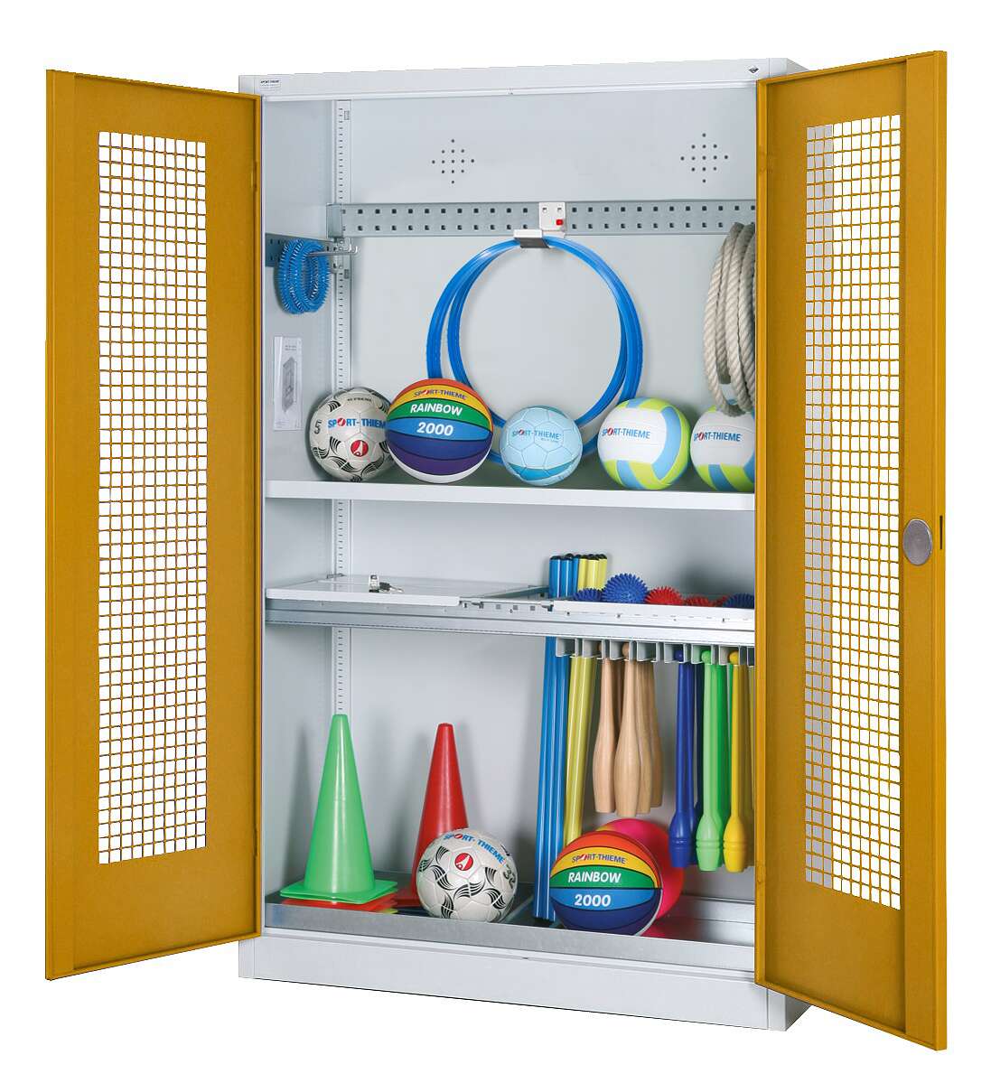 C+P Modul-Sportgeräteschrank "Komplettausstattung" mit Lochblech-Flügeltüren, HxBxT 195x120x50 cm, Goldgelb (RAL 1004), Gleichschließung Unkategorisiert online kaufen C+P Modul-Sportgeräteschrank "Komplettausstattung" mit Lochblech-Flügeltüren, HxBxT 195x120x50 cm, Goldgelb (RAL 1004), Gleichschließung Unkategorisiert online kaufen