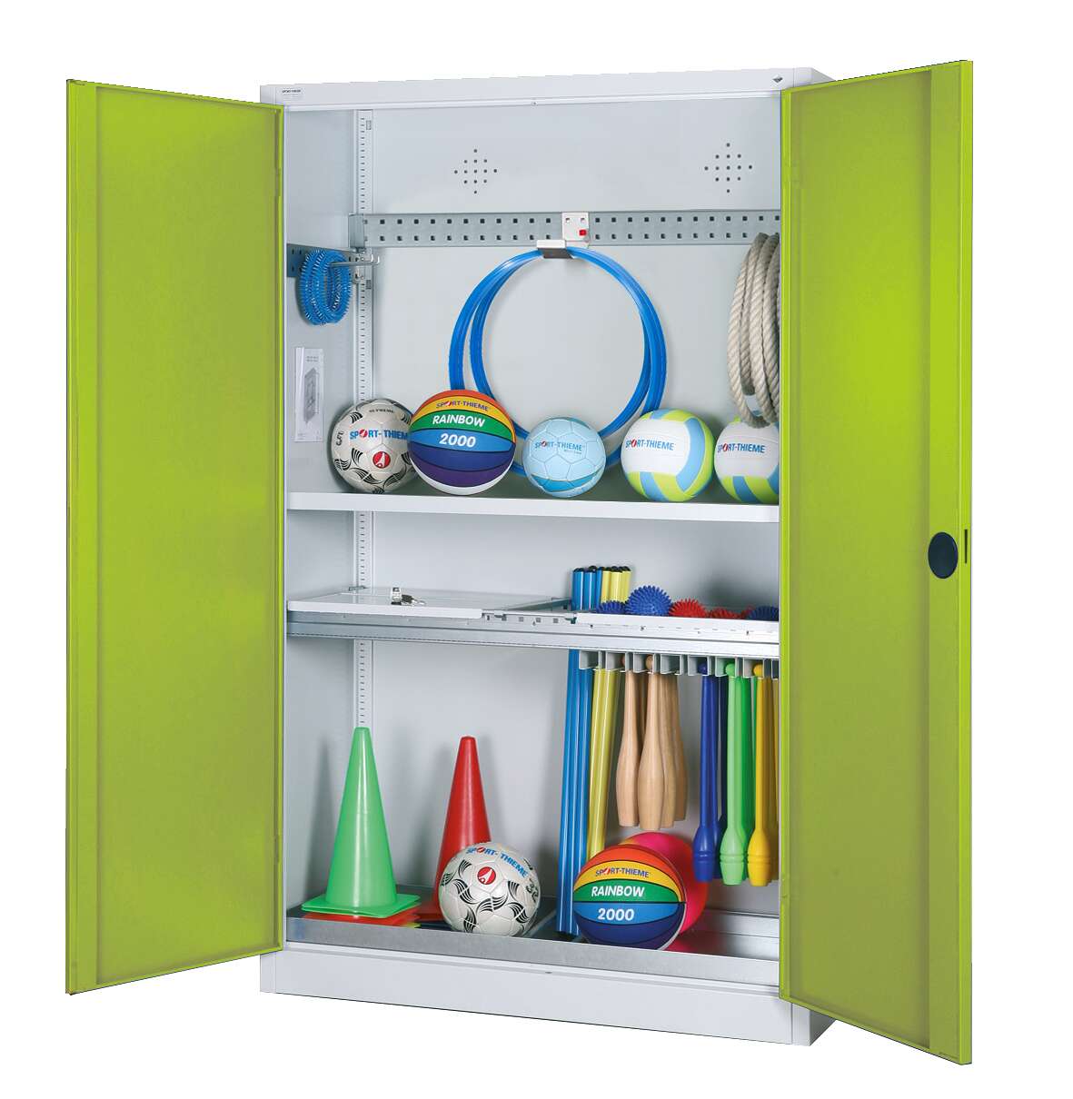 C+P Modul-Sportgeräteschrank "Komplettausstattung" mit Vollblech-Flügeltüren, HxBxT 195x120x50 cm, Clowngrün (RAL 110 80 60), Einzelschließung Unkategorisiert online kaufen C+P Modul-Sportgeräteschrank "Komplettausstattung" mit Vollblech-Flügeltüren, HxBxT 195x120x50 cm, Clowngrün (RAL 110 80 60), Einzelschließung Unkategorisiert online kaufen