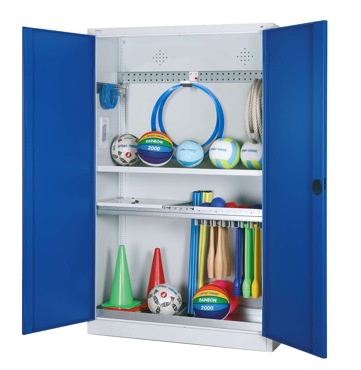 C+P Modul-Sportgeräteschrank "Komplettausstattung" mit Vollblech-Flügeltüren, HxBxT 195x120x50 cm, Enzianblau (RAL 5010), Gleichschließung Unkategorisiert online kaufen