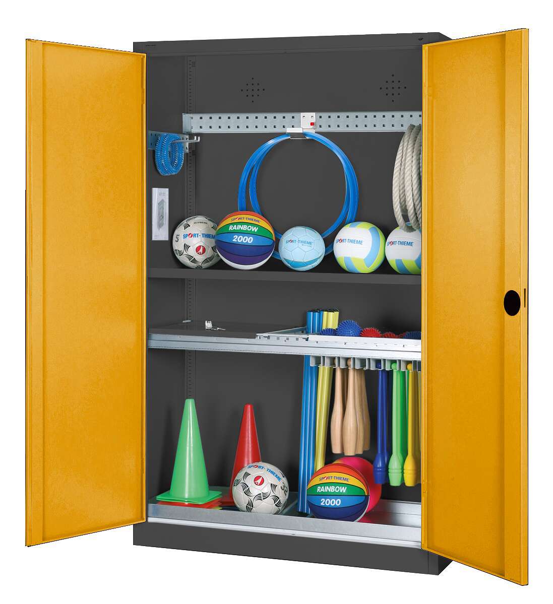 C+P Modul-Sportgeräteschrank "Komplettausstattung" mit Vollblech-Flügeltüren, HxBxT 195x120x50 cm, Ergo-Lock Muldengriff, Goldgelb (RAL 1004), Anthrazit (RAL 7021), Gleichschließung Unkategorisiert online kaufen C+P Modul-Sportgeräteschrank "Komplettausstattung" mit Vollblech-Flügeltüren, HxBxT 195x120x50 cm, Ergo-Lock Muldengriff, Goldgelb (RAL 1004), Anthrazit (RAL 7021), Gleichschließung Unkategorisiert online kaufen