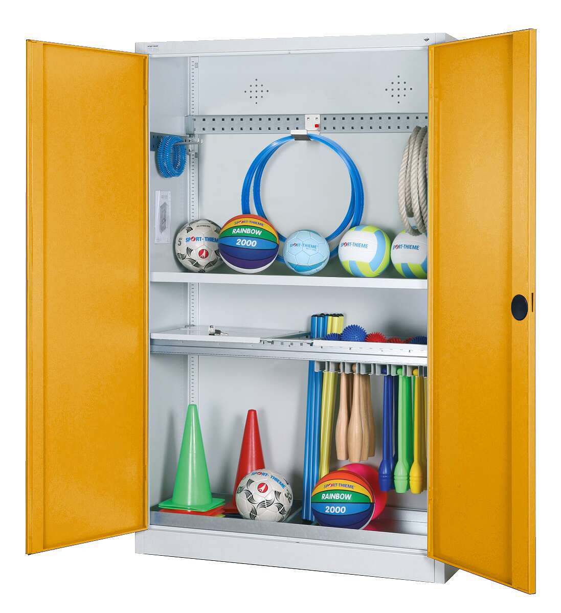 C+P Modul-Sportgeräteschrank "Komplettausstattung" mit Vollblech-Flügeltüren, HxBxT 195x120x50 cm, Goldgelb (RAL 1004), Gleichschließung Unkategorisiert online kaufen C+P Modul-Sportgeräteschrank "Komplettausstattung" mit Vollblech-Flügeltüren, HxBxT 195x120x50 cm, Goldgelb (RAL 1004), Gleichschließung Unkategorisiert online kaufen