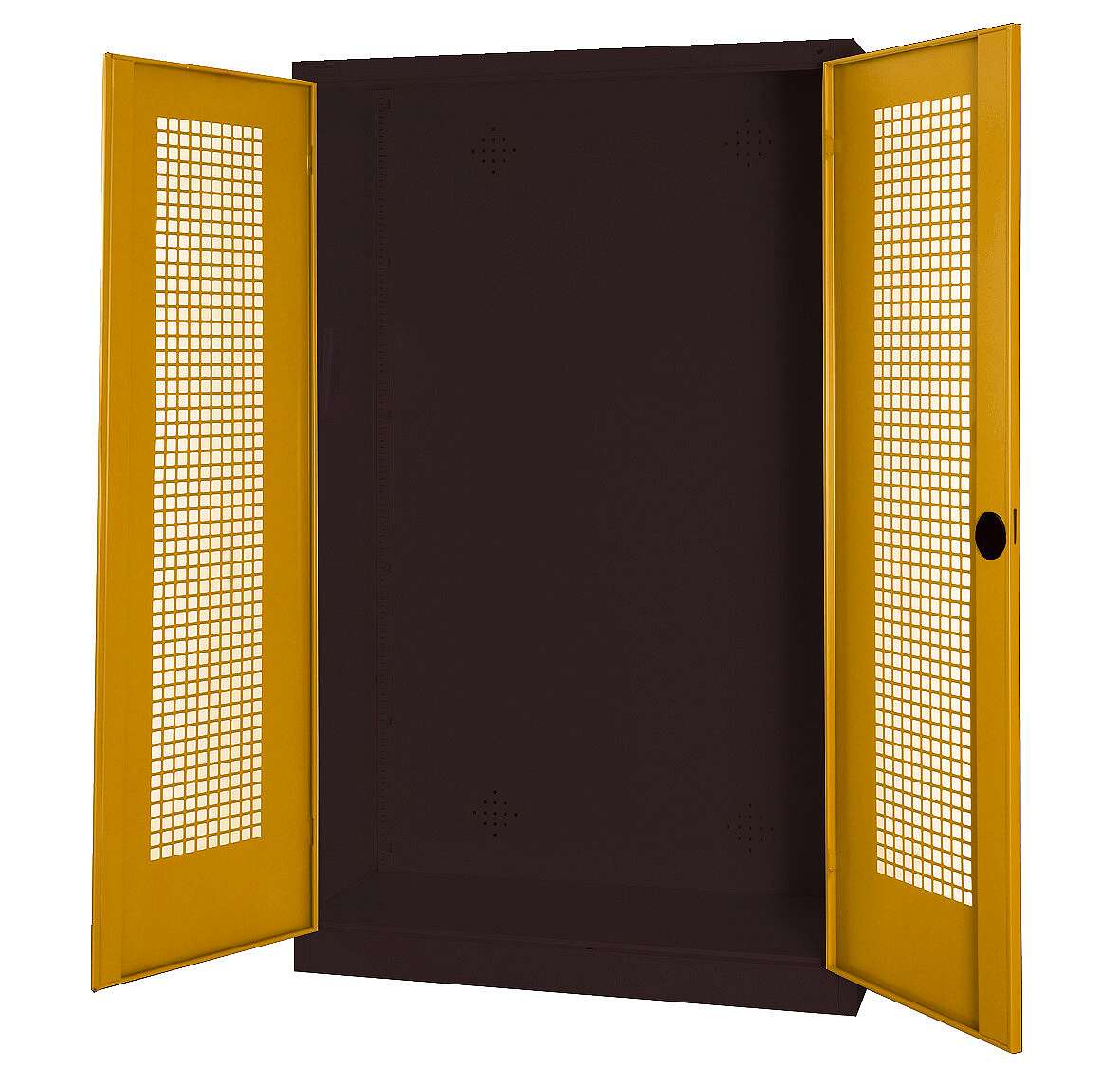 C+P Modul-Sportgeräteschrank mit Lochblech-Flügeltüren, HxBxT 195x120x50 cm, Ergo-Lock Muldengriff, Goldgelb (RAL 1004), Anthrazit (RAL 7021), Gleichschließung Unkategorisiert online kaufen