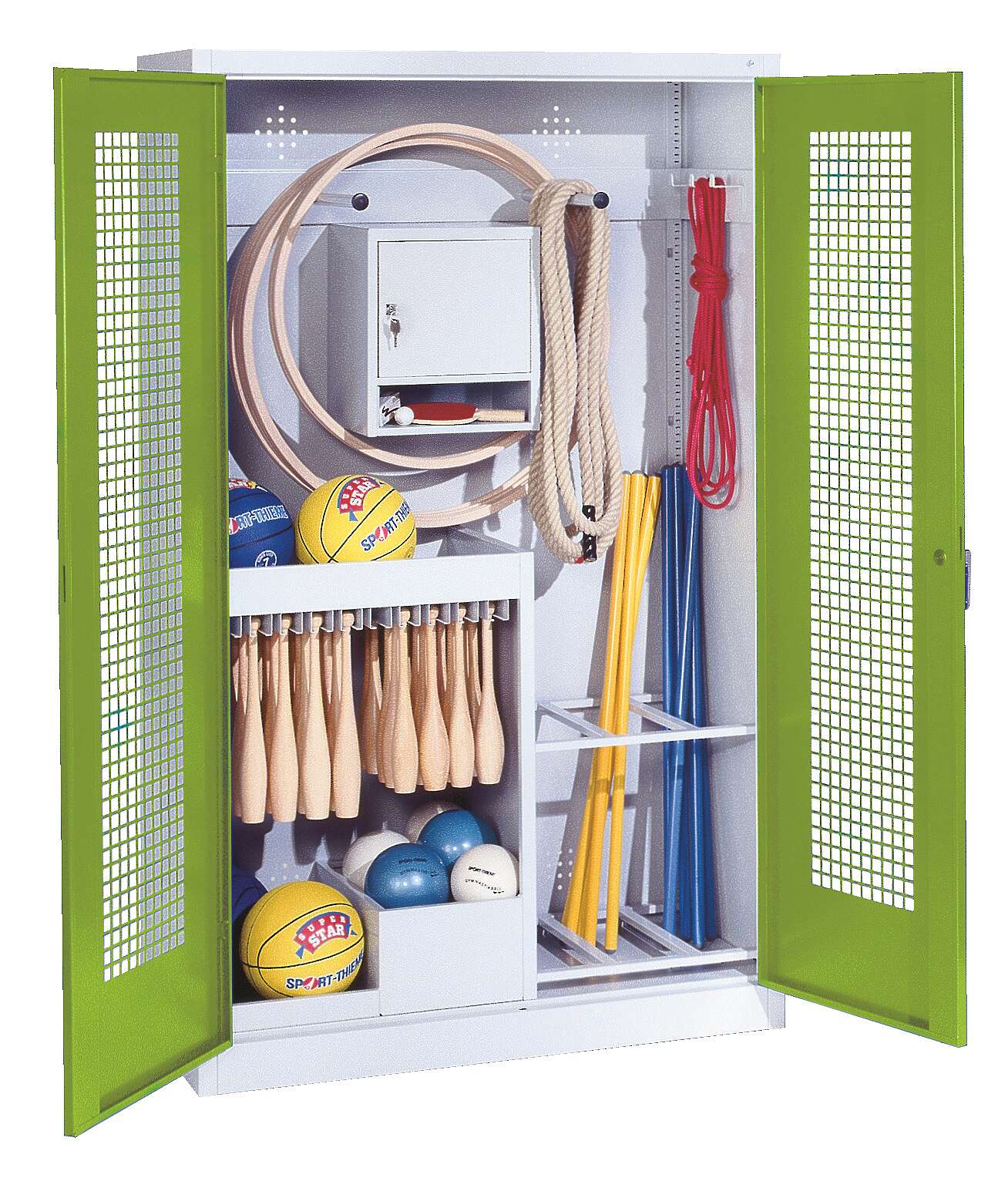 C+P Sportgeräteschrank mit Lochblech-Flügeltüren (Typ 1), HxBxT 195x120x50 cm, Ergo-Lock Muldengriff, Clowngrün (RAL 110 80 60), Lichtgrau (RAL 7035), Gleichschließung Unkategorisiert online kaufen C+P Sportgeräteschrank mit Lochblech-Flügeltüren (Typ 1), HxBxT 195x120x50 cm, Ergo-Lock Muldengriff, Clowngrün (RAL 110 80 60), Lichtgrau (RAL 7035), Gleichschließung Unkategorisiert online kaufen