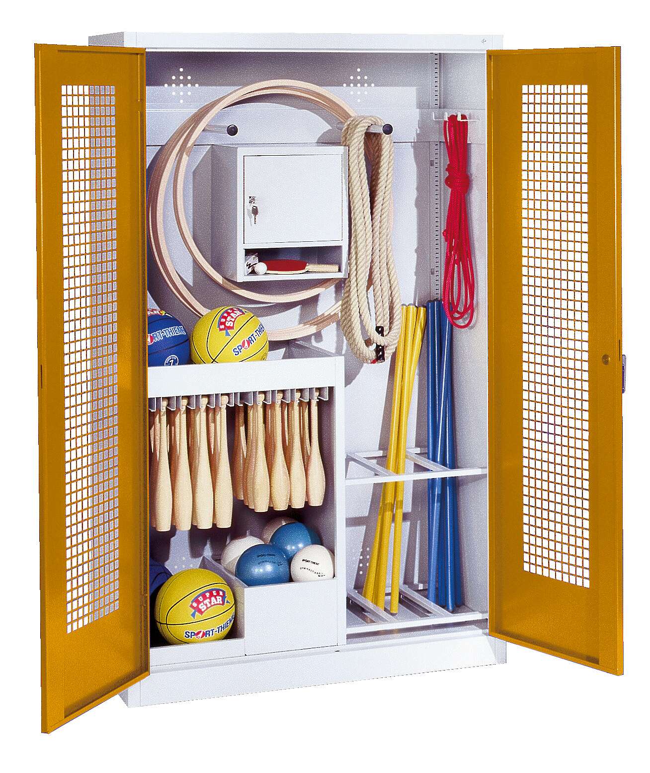 C+P Sportgeräteschrank mit Lochblech-Flügeltüren (Typ 1), HxBxT 195x120x50 cm, Goldgelb (RAL 1004), Gleichschließung Unkategorisiert online kaufen