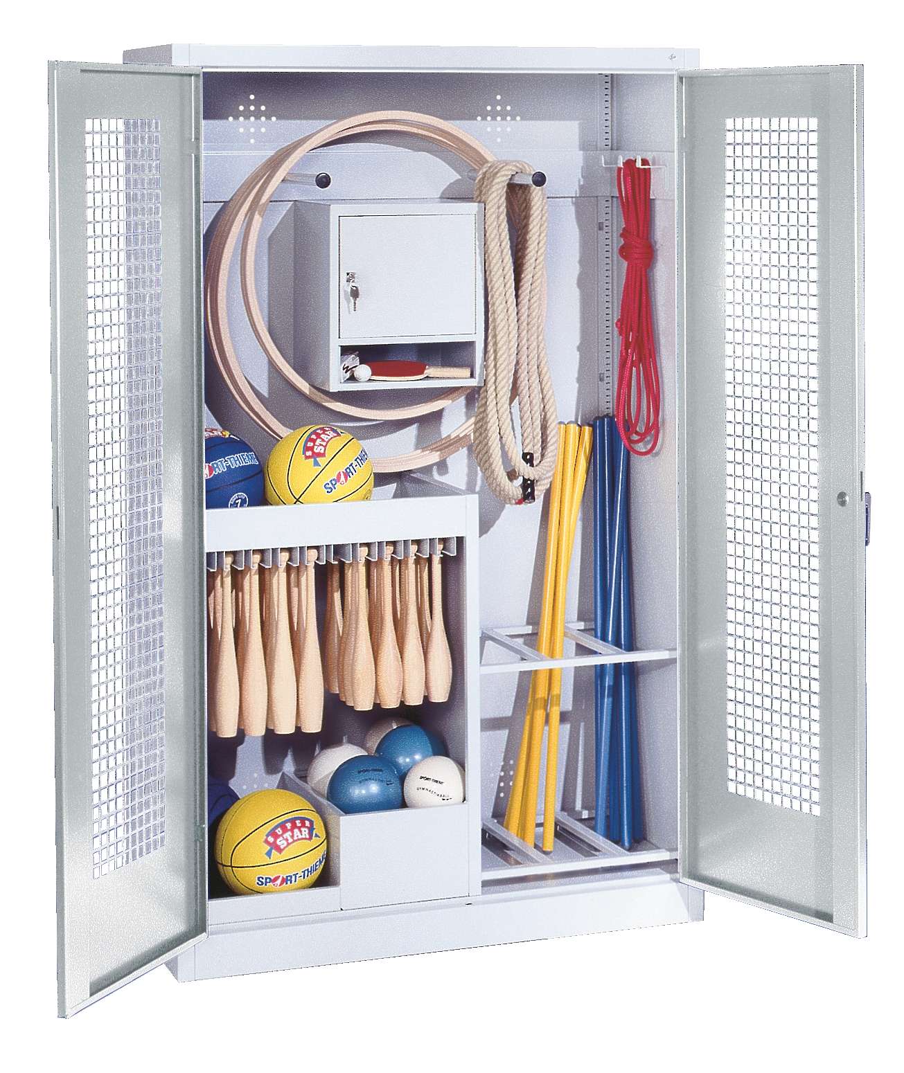 C+P Sportgeräteschrank mit Lochblech-Flügeltüren (Typ 1), HxBxT 195x120x50 cm, Klinkengriff, Einzelschließung Unkategorisiert online kaufen