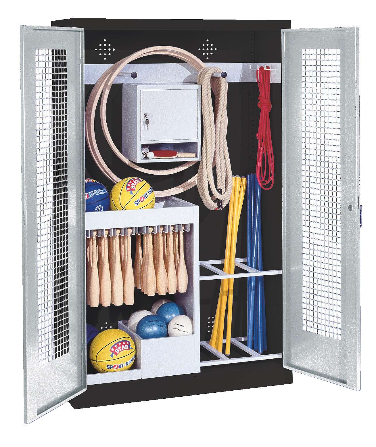 C+P Sportgeräteschrank mit Lochblech-Flügeltüren (Typ 1), HxBxT 195x120x50 cm, Lichtgrau (RAL 7035), Ergo-Lock Muldengriff, Anthrazit (RAL 7021), Gleichschließung Unkategorisiert online kaufen C+P Sportgeräteschrank mit Lochblech-Flügeltüren (Typ 1), HxBxT 195x120x50 cm, Lichtgrau (RAL 7035), Ergo-Lock Muldengriff, Anthrazit (RAL 7021), Gleichschließung Unkategorisiert online kaufen