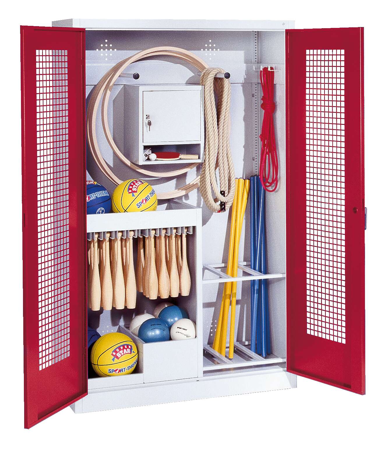 C+P Sportgeräteschrank mit Lochblech-Flügeltüren (Typ 1), HxBxT 195x120x50 cm, Rubinrot (RAL 3003), Gleichschließung Unkategorisiert online kaufen C+P Sportgeräteschrank mit Lochblech-Flügeltüren (Typ 1), HxBxT 195x120x50 cm, Rubinrot (RAL 3003), Gleichschließung Unkategorisiert online kaufen