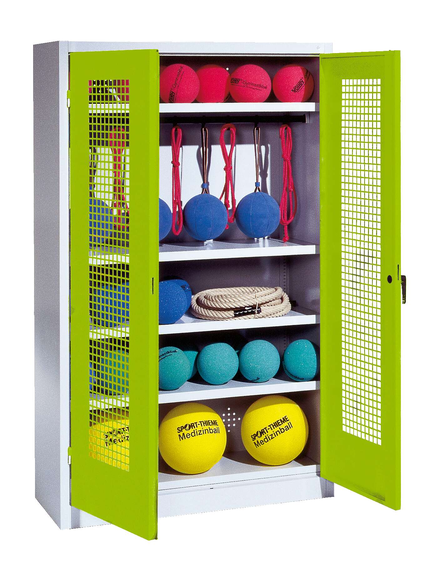 C+P Sportgeräteschrank mit Lochblech-Flügeltüren (Typ 2), HxBxT 195x120x50 cm, Clowngrün (RAL 110 80 60), Gleichschließung Unkategorisiert online kaufen