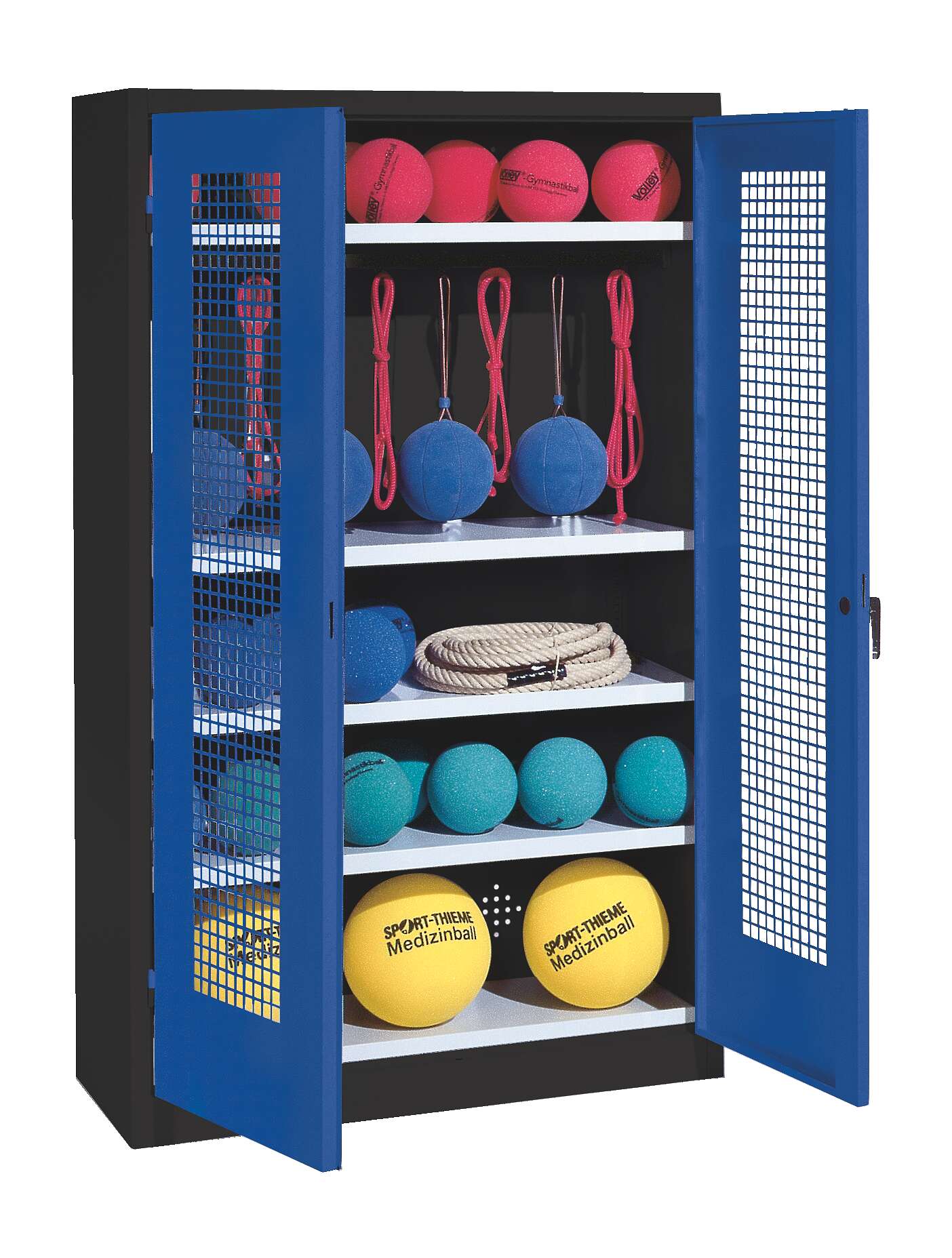 C+P Sportgeräteschrank mit Lochblech-Flügeltüren (Typ 2), HxBxT 195x120x50 cm, Enzianblau (RAL 5010), Ergo-Lock Muldengriff, Anthrazit (RAL 7021), Einzelschließung Unkategorisiert online kaufen C+P Sportgeräteschrank mit Lochblech-Flügeltüren (Typ 2), HxBxT 195x120x50 cm, Enzianblau (RAL 5010), Ergo-Lock Muldengriff, Anthrazit (RAL 7021), Einzelschließung Unkategorisiert online kaufen