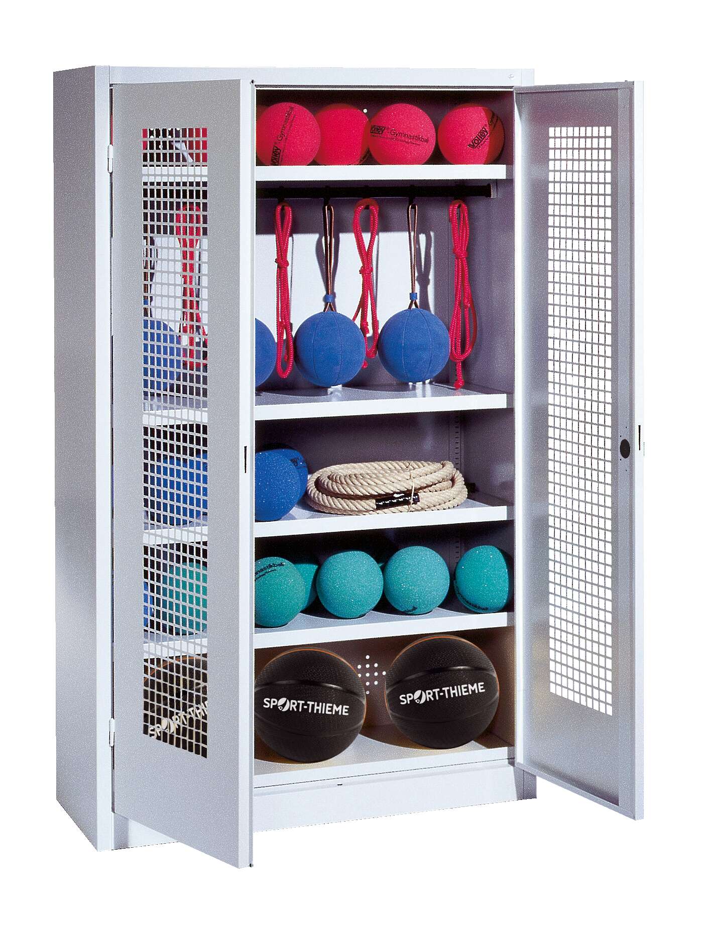 C+P Sportgeräteschrank mit Lochblech-Flügeltüren (Typ 2), HxBxT 195x120x50 cm, Lichtgrau (RAL 7035), Ergo-Lock Muldengriff, Lichtgrau (RAL 7035), Einzelschließung Unkategorisiert online kaufen