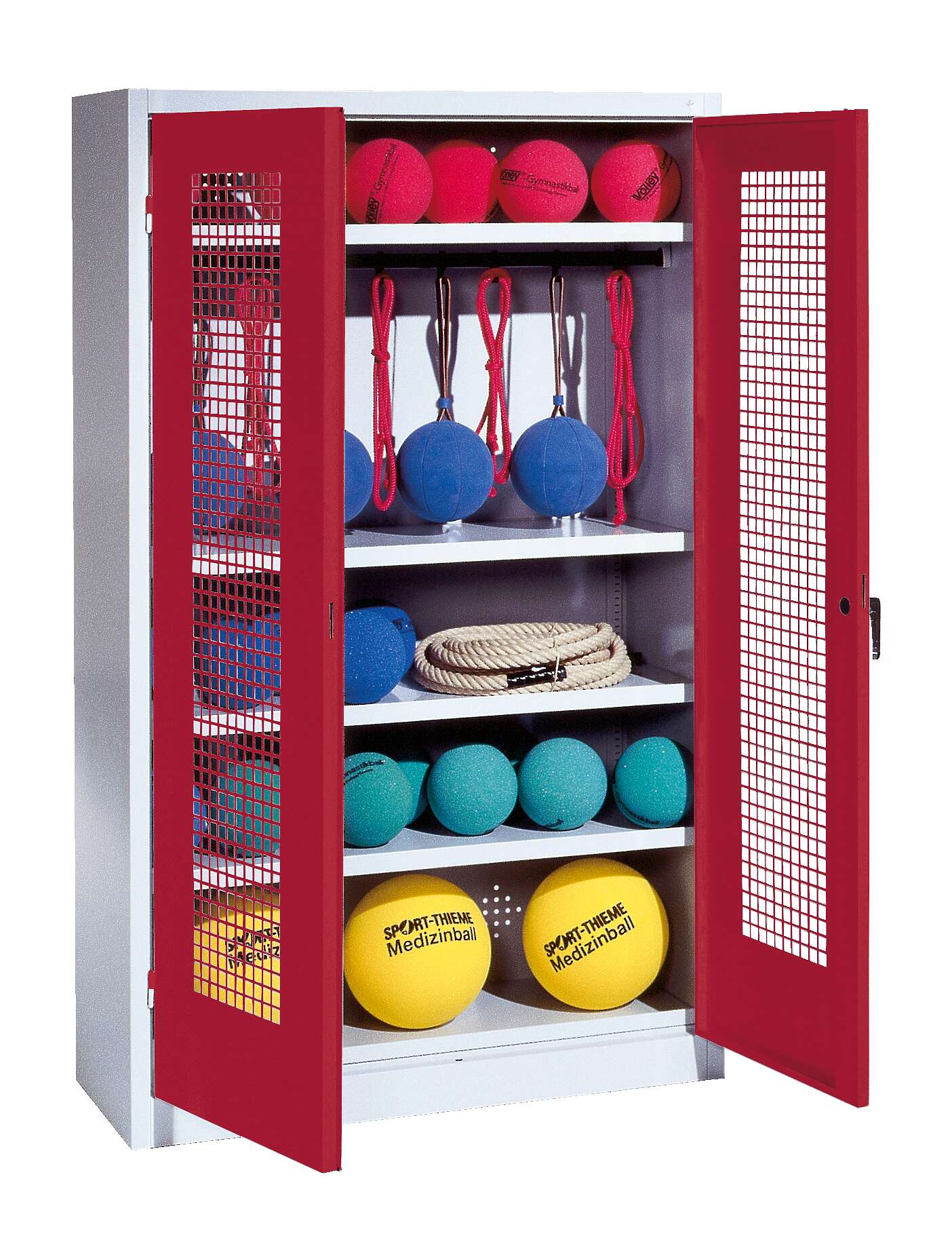 C+P Sportgeräteschrank mit Lochblech-Flügeltüren (Typ 2), HxBxT 195x120x50 cm, Rubinrot (RAL 3003), Gleichschließung Unkategorisiert online kaufen