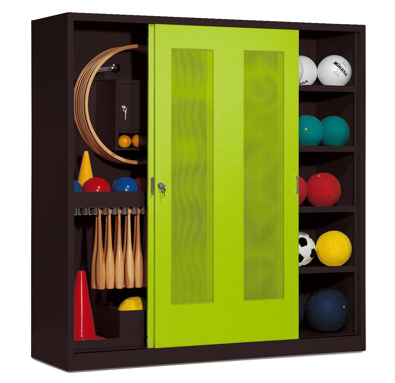 C+P Sportgeräteschrank mit Lochblech-Schiebetüren (Typ 5), HxBxT 195x190x60 cm, Clowngrün (RAL 110 80 60), Anthrazit (RAL 7021), Einzelschließung Unkategorisiert online kaufen C+P Sportgeräteschrank mit Lochblech-Schiebetüren (Typ 5), HxBxT 195x190x60 cm, Clowngrün (RAL 110 80 60), Anthrazit (RAL 7021), Einzelschließung Unkategorisiert online kaufen