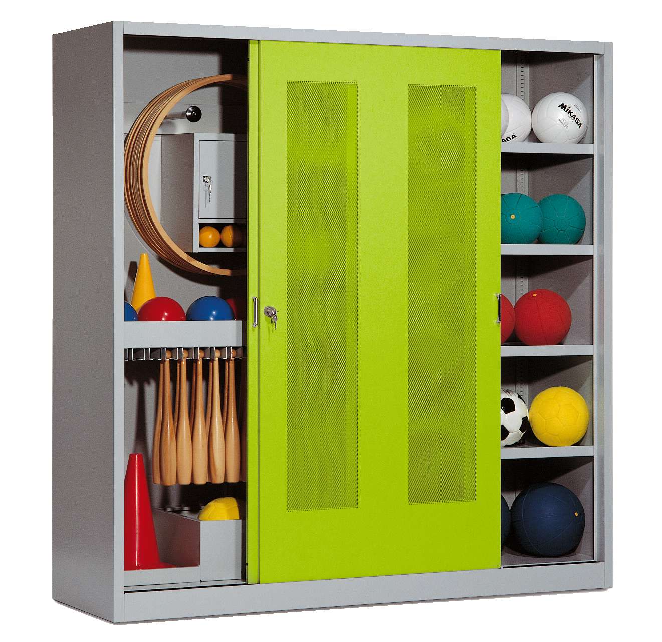 C+P Sportgeräteschrank mit Lochblech-Schiebetüren (Typ 5), HxBxT 195x190x60 cm, Clowngrün (RAL 110 80 60), Einzelschließung Unkategorisiert online kaufen C+P Sportgeräteschrank mit Lochblech-Schiebetüren (Typ 5), HxBxT 195x190x60 cm, Clowngrün (RAL 110 80 60), Einzelschließung Unkategorisiert online kaufen