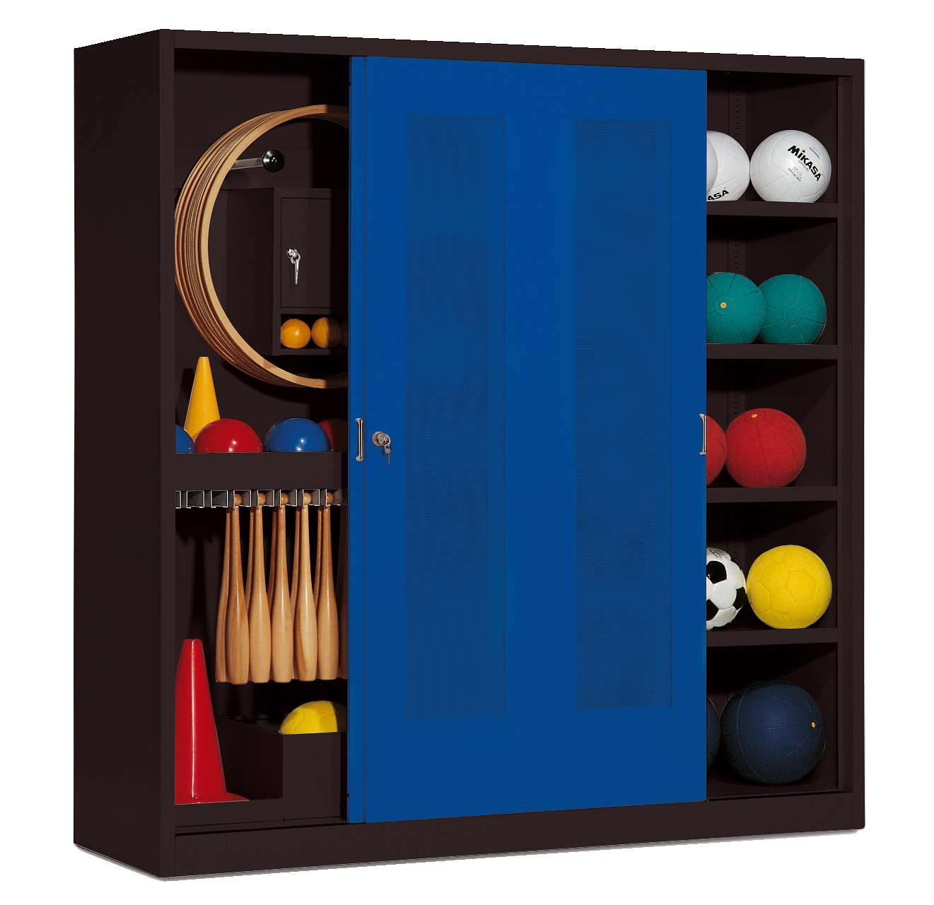 C+P Sportgeräteschrank mit Lochblech-Schiebetüren (Typ 5), HxBxT 195x190x60 cm, Enzianblau (RAL 5010), Anthrazit (RAL 7021), Einzelschließung Unkategorisiert online kaufen C+P Sportgeräteschrank mit Lochblech-Schiebetüren (Typ 5), HxBxT 195x190x60 cm, Enzianblau (RAL 5010), Anthrazit (RAL 7021), Einzelschließung Unkategorisiert online kaufen