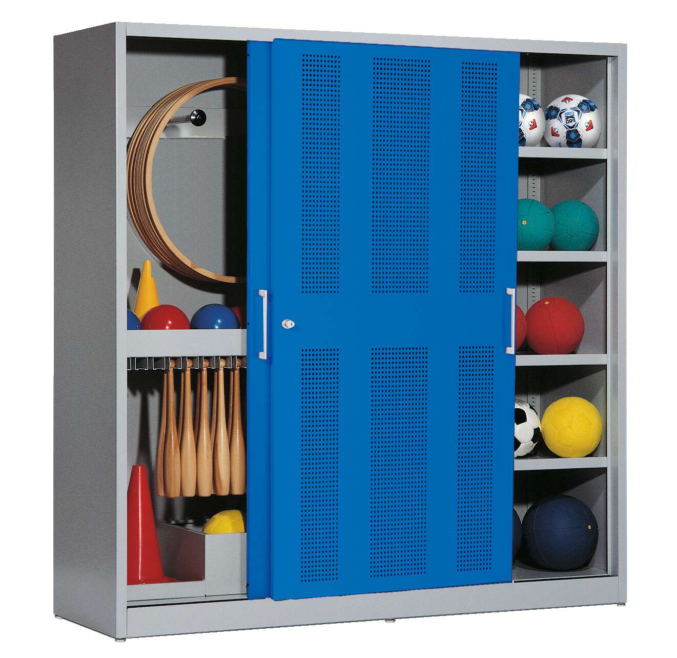 C+P Sportgeräteschrank mit Lochblech-Schiebetüren (Typ 5), HxBxT 195x190x60 cm, Enzianblau (RAL 5010), Gleichschließung Unkategorisiert online kaufen C+P Sportgeräteschrank mit Lochblech-Schiebetüren (Typ 5), HxBxT 195x190x60 cm, Enzianblau (RAL 5010), Gleichschließung Unkategorisiert online kaufen