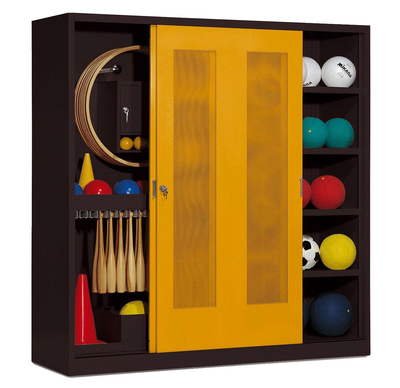 C+P Sportgeräteschrank mit Lochblech-Schiebetüren (Typ 5), HxBxT 195x190x60 cm, Goldgelb (RAL 1004), Anthrazit (RAL 7021), Gleichschließung Unkategorisiert online kaufen