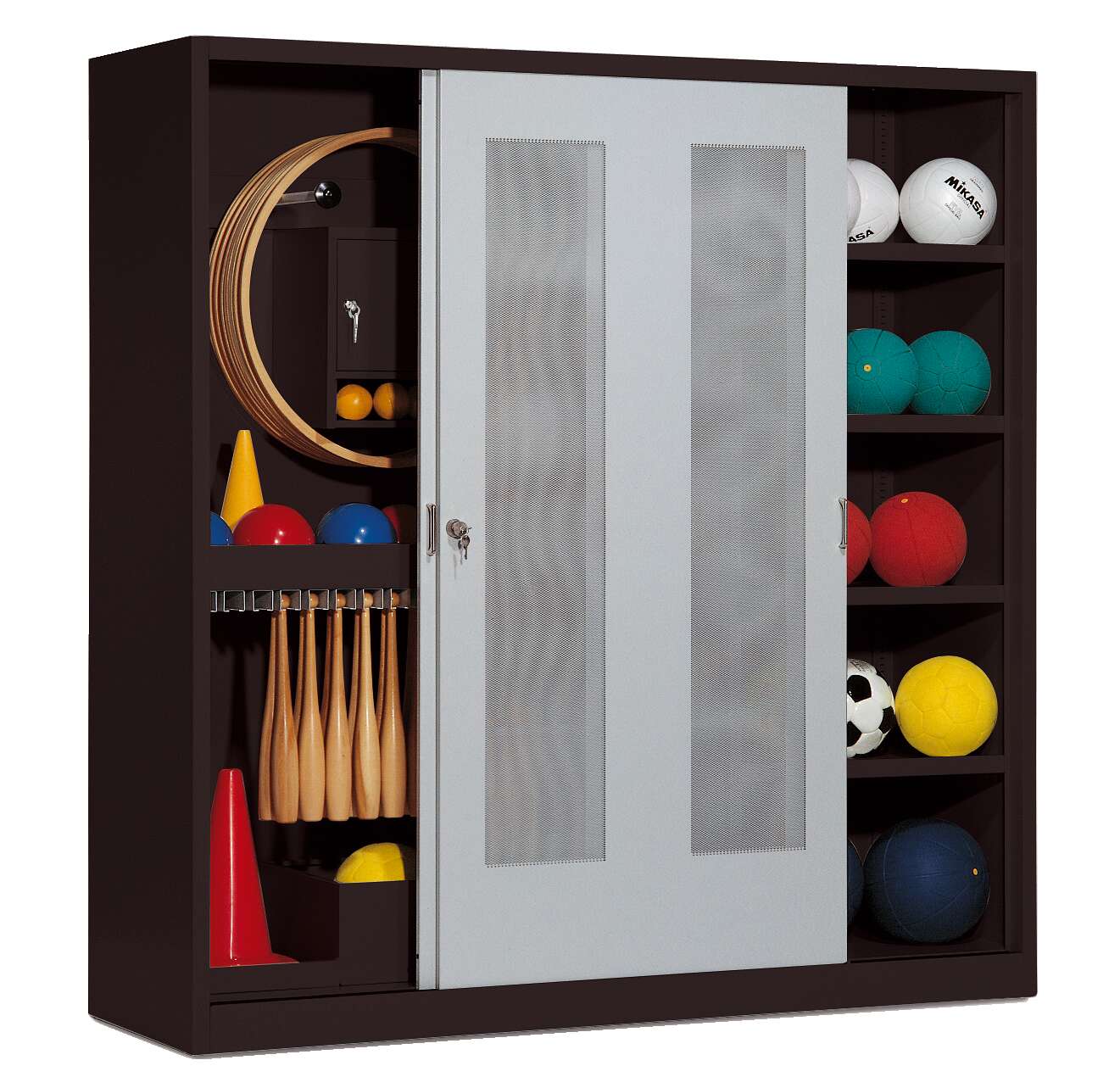 C+P Sportgeräteschrank mit Lochblech-Schiebetüren (Typ 5), HxBxT 195x190x60 cm, Lichtgrau (RAL 7035), Anthrazit (RAL 7021), Gleichschließung Unkategorisiert online kaufen