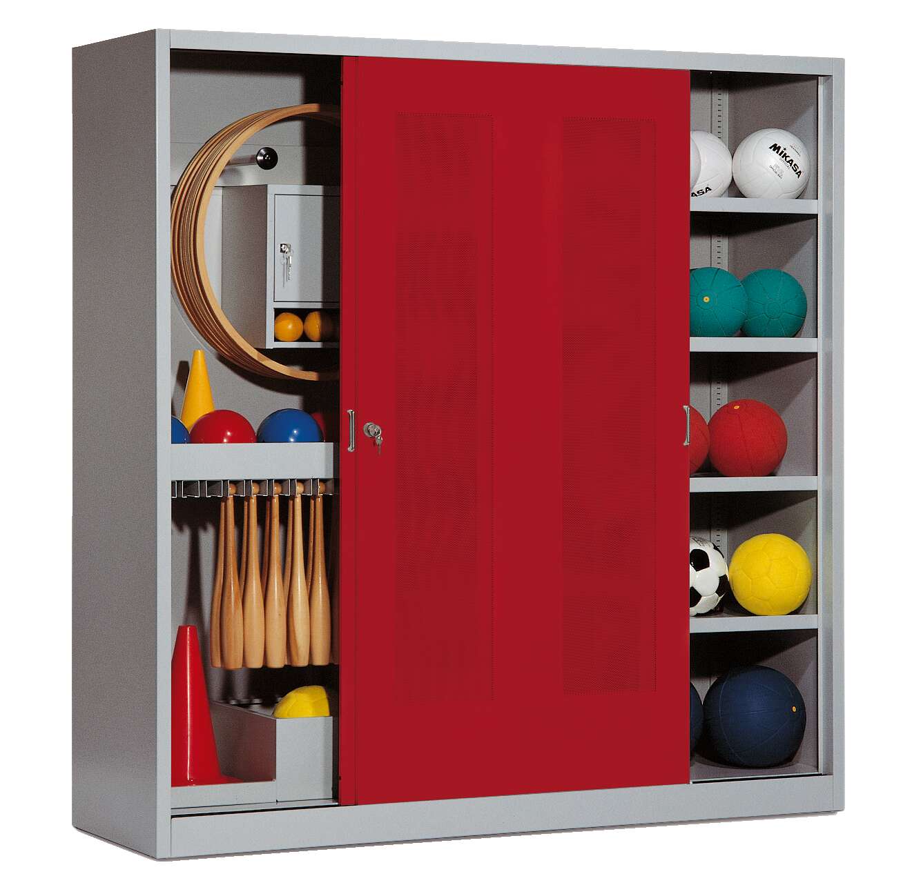 C+P Sportgeräteschrank mit Lochblech-Schiebetüren (Typ 5), HxBxT 195x190x60 cm, Rubinrot (RAL 3003), Gleichschließung Unkategorisiert online kaufen C+P Sportgeräteschrank mit Lochblech-Schiebetüren (Typ 5), HxBxT 195x190x60 cm, Rubinrot (RAL 3003), Gleichschließung Unkategorisiert online kaufen