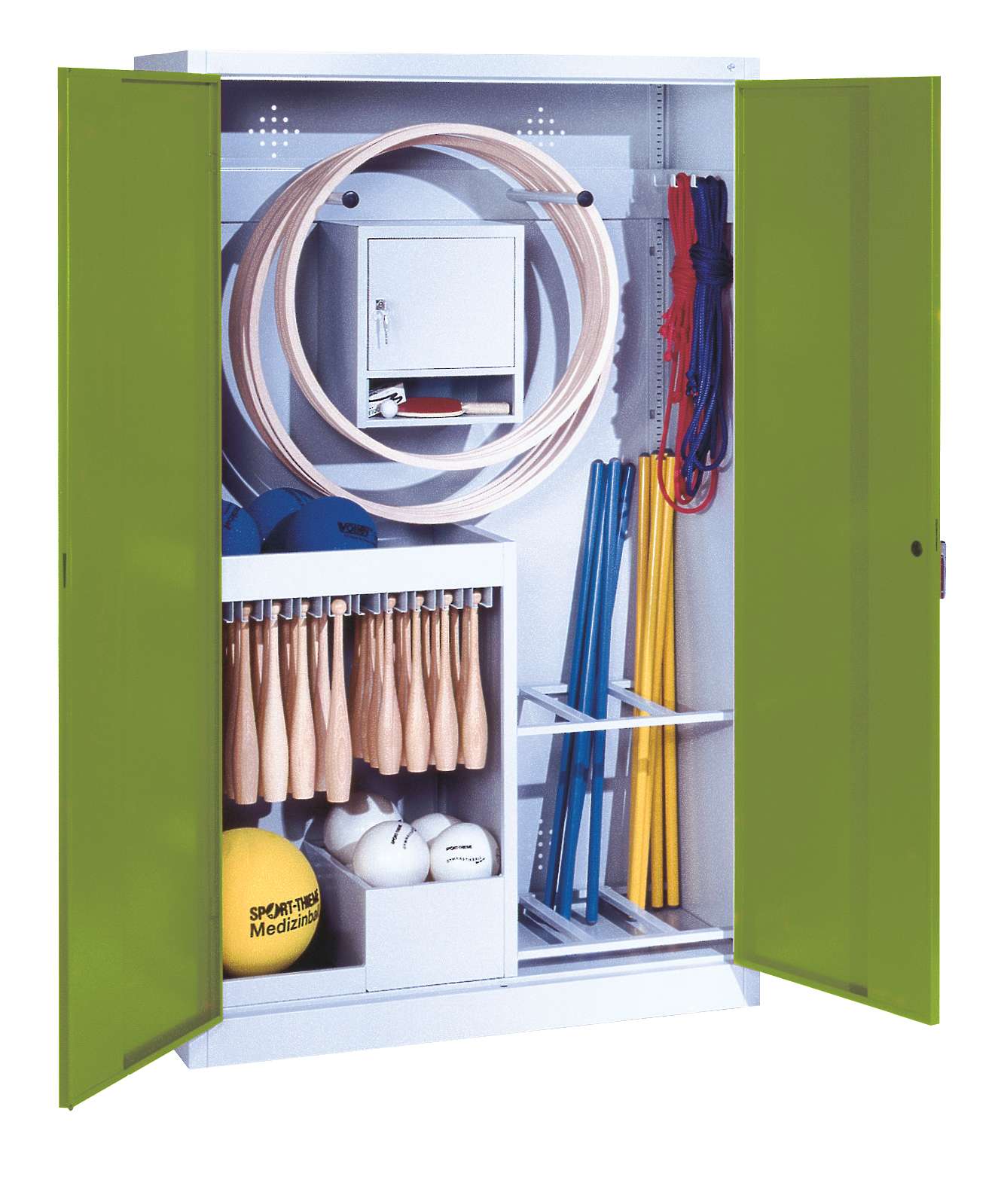 C+P Sportgeräteschrank mit Vollblech-Flügeltüren (Typ 1), HxBxT 195x120x50 cm, Clowngrün (RAL 110 80 60), Einzelschließung Unkategorisiert online kaufen