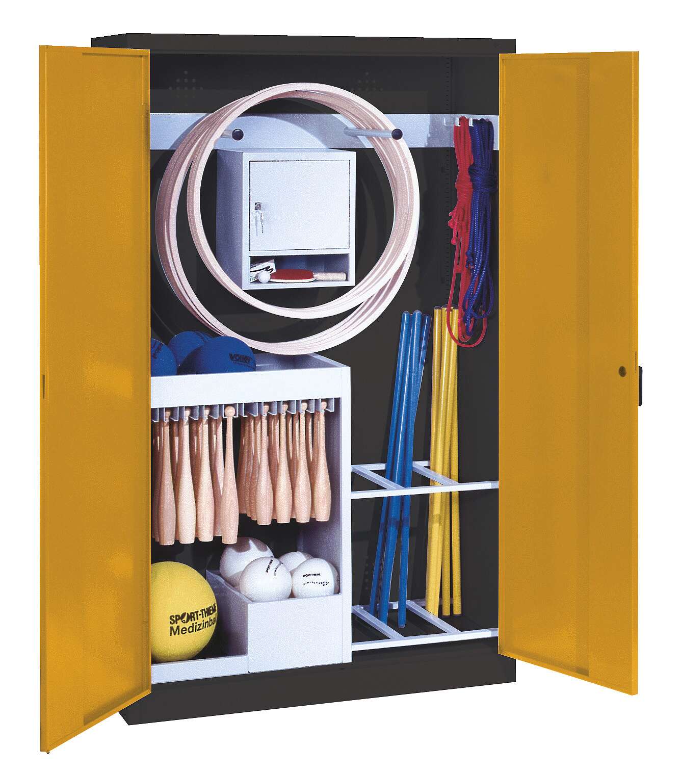 C+P Sportgeräteschrank mit Vollblech-Flügeltüren (Typ 1), HxBxT 195x120x50 cm, Ergo-Lock Muldengriff, Goldgelb (RAL 1004), Anthrazit (RAL 7021), Einzelschließung Unkategorisiert online kaufen C+P Sportgeräteschrank mit Vollblech-Flügeltüren (Typ 1), HxBxT 195x120x50 cm, Ergo-Lock Muldengriff, Goldgelb (RAL 1004), Anthrazit (RAL 7021), Einzelschließung Unkategorisiert online kaufen