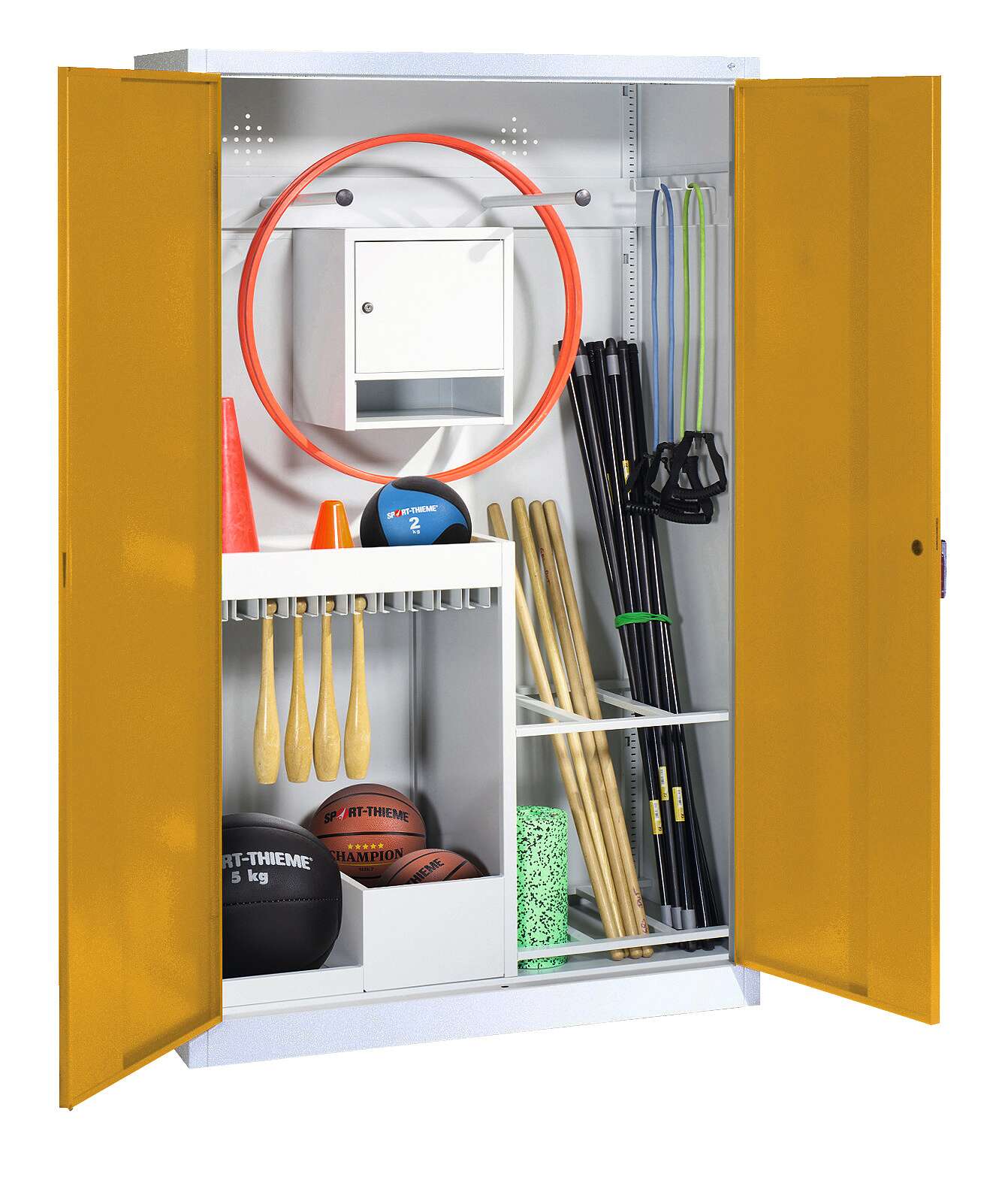 C+P Sportgeräteschrank mit Vollblech-Flügeltüren (Typ 1), HxBxT 195x120x50 cm, Ergo-Lock Muldengriff, Goldgelb (RAL 1004), Lichtgrau (RAL 7035), Einzelschließung Unkategorisiert online kaufen C+P Sportgeräteschrank mit Vollblech-Flügeltüren (Typ 1), HxBxT 195x120x50 cm, Ergo-Lock Muldengriff, Goldgelb (RAL 1004), Lichtgrau (RAL 7035), Einzelschließung Unkategorisiert online kaufen