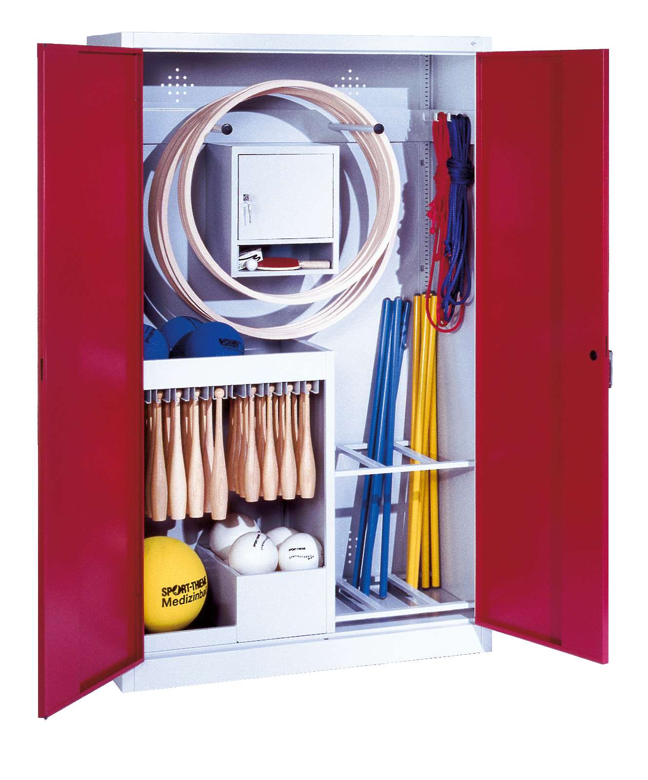 C+P Sportgeräteschrank mit Vollblech-Flügeltüren (Typ 1), HxBxT 195x120x50 cm, Rubinrot (RAL 3003), Einzelschließung Unkategorisiert online kaufen