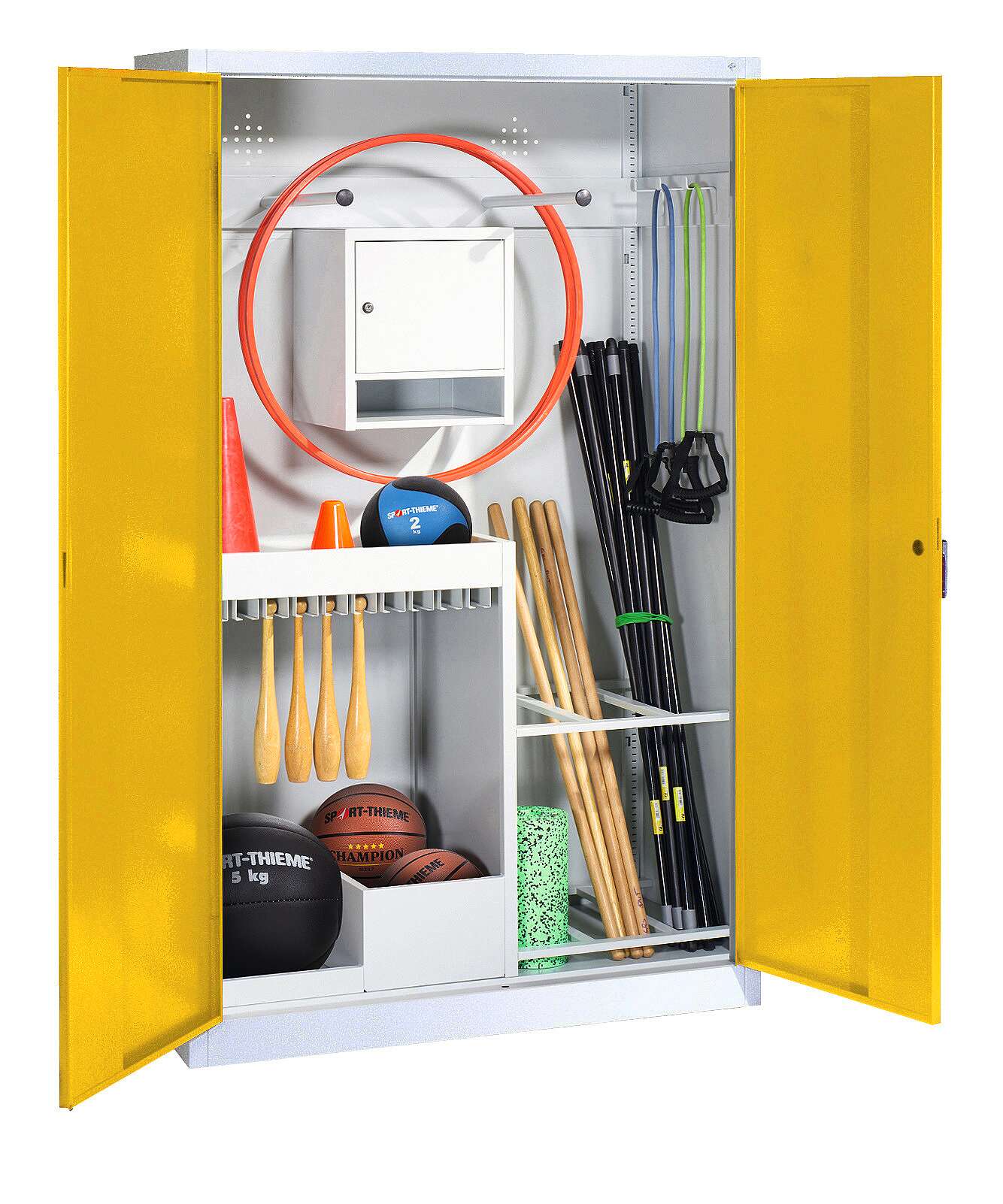 C+P Sportgeräteschrank mit Vollblech-Flügeltüren (Typ 1), HxBxT 195x120x50 cm, Verkehrsgelb (RAL 1023), Einzelschließung Unkategorisiert online kaufen