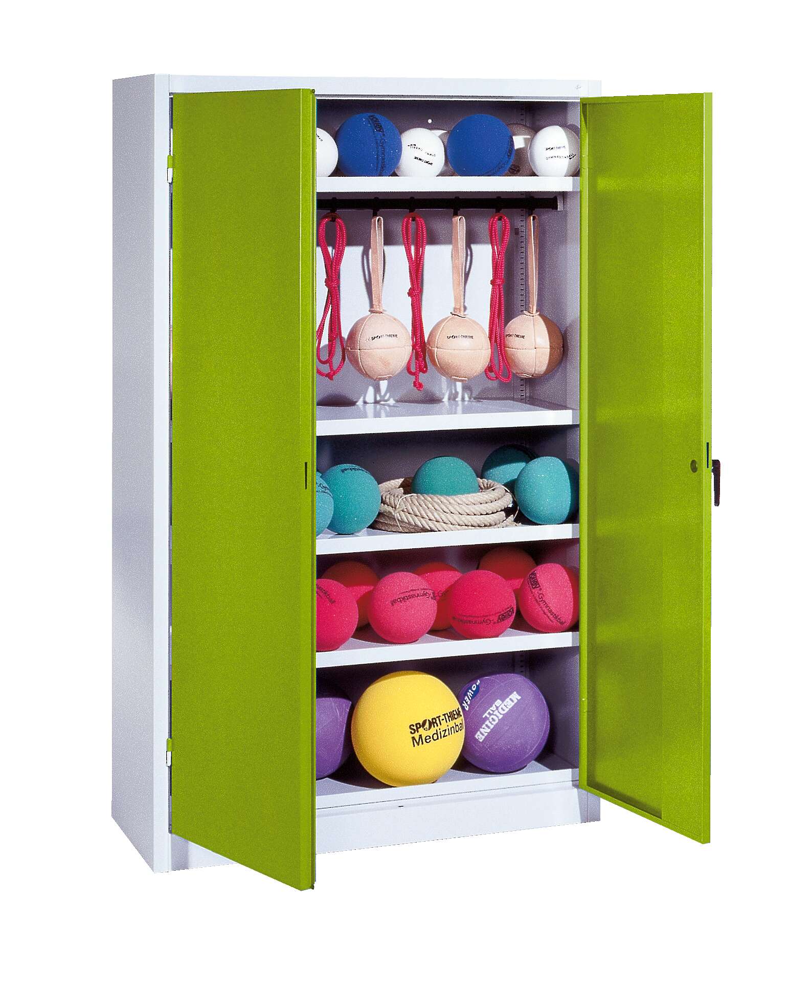 C+P Sportgeräteschrank mit Vollblech-Flügeltüren (Typ 2), HxBxT 195x120x50 cm, Clowngrün (RAL 110 80 60), Gleichschließung Unkategorisiert online kaufen