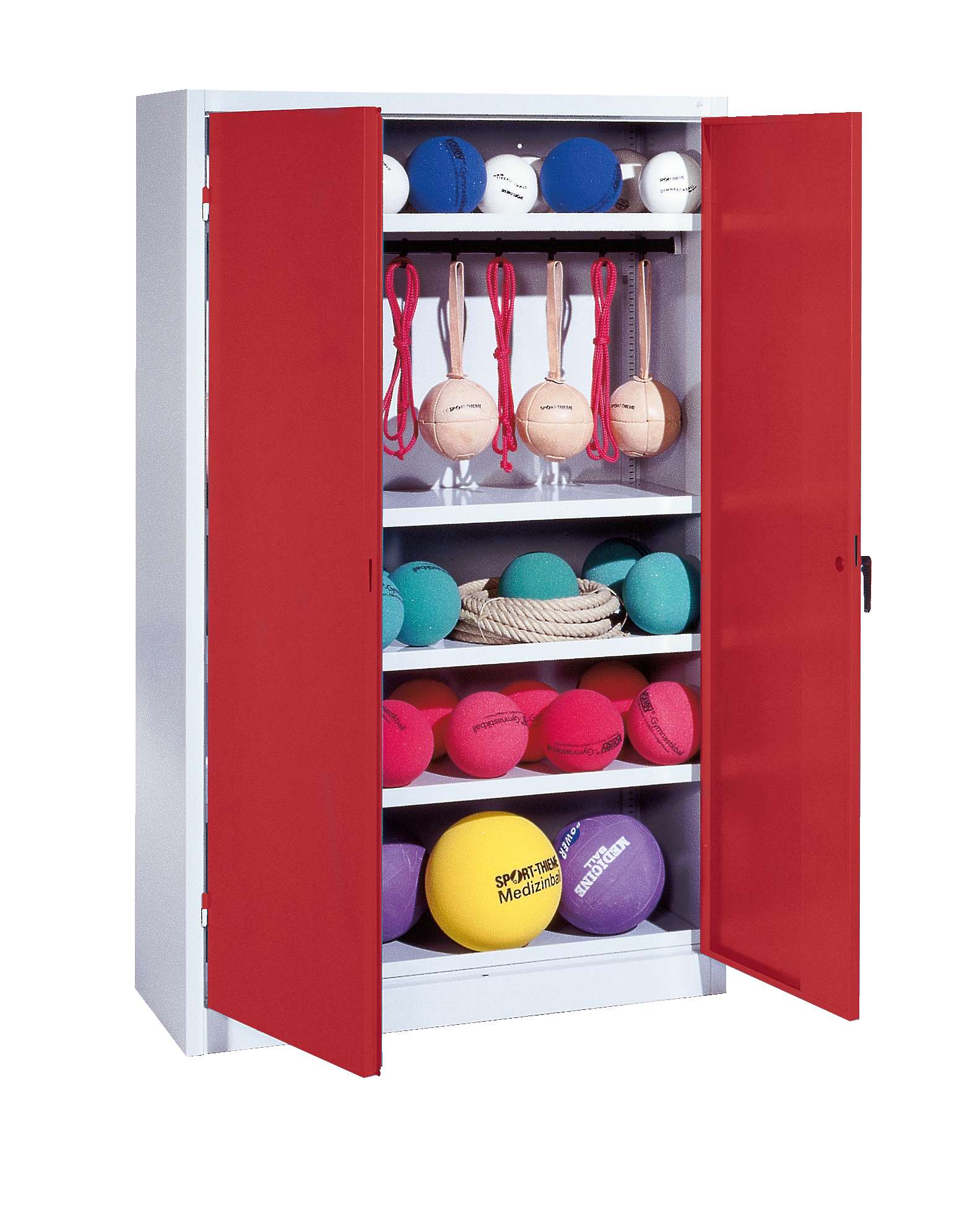 C+P Sportgeräteschrank mit Vollblech-Flügeltüren (Typ 2), HxBxT 195x120x50 cm, Ergo-Lock Muldengriff, Rubinrot (RAL 3003), Lichtgrau (RAL 7035), Einzelschließung Unkategorisiert online kaufen