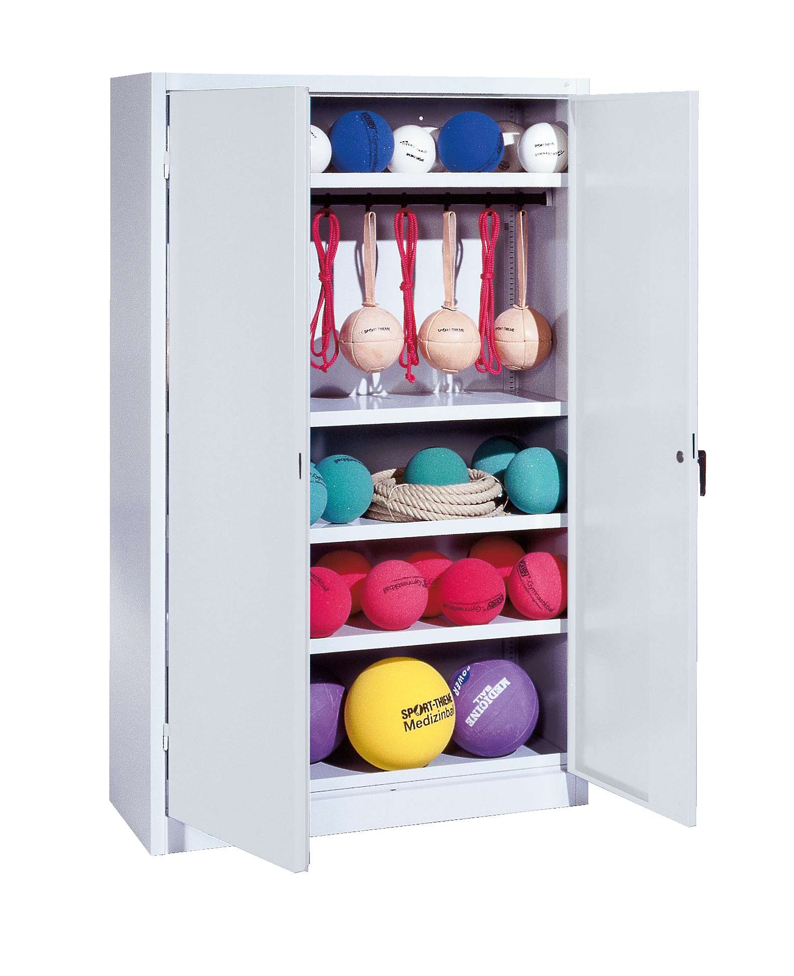 C+P Sportgeräteschrank mit Vollblech-Flügeltüren (Typ 2), HxBxT 195x120x50 cm, Lichtgrau (RAL 7035), Ergo-Lock Muldengriff, Lichtgrau (RAL 7035), Gleichschließung Unkategorisiert online kaufen