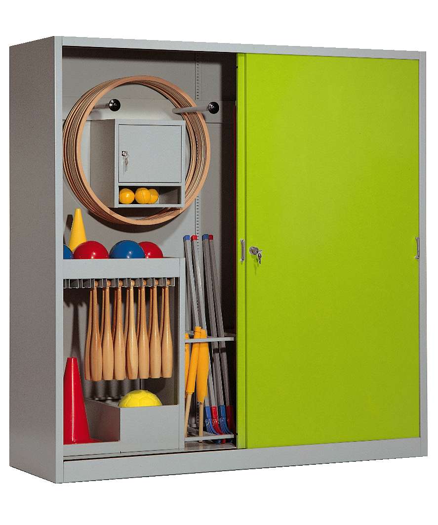 C+P Sportgeräteschrank mit Vollblech-Schiebetüren (Typ 5), HxBxT 195x190x60 cm, Clowngrün (RAL 110 80 60), Lichtgrau (RAL 7035), Einzelschließung Unkategorisiert online kaufen