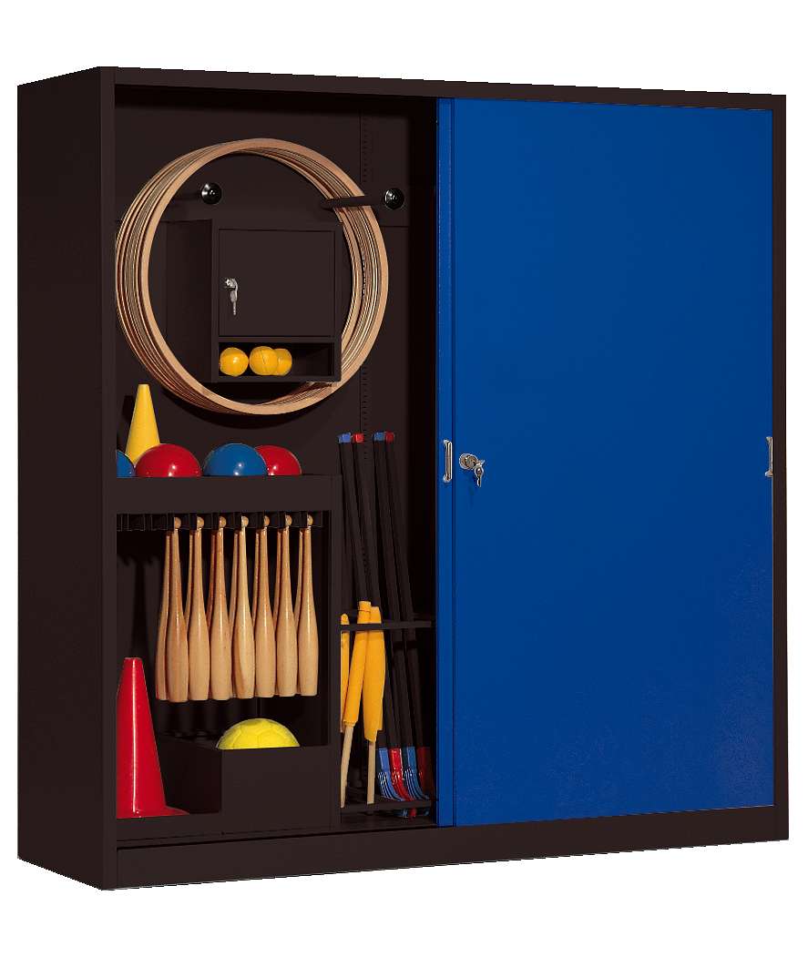 C+P Sportgeräteschrank mit Vollblech-Schiebetüren (Typ 5), HxBxT 195x190x60 cm, Enzianblau (RAL 5010), Anthrazit (RAL 7021), Einzelschließung Unkategorisiert online kaufen