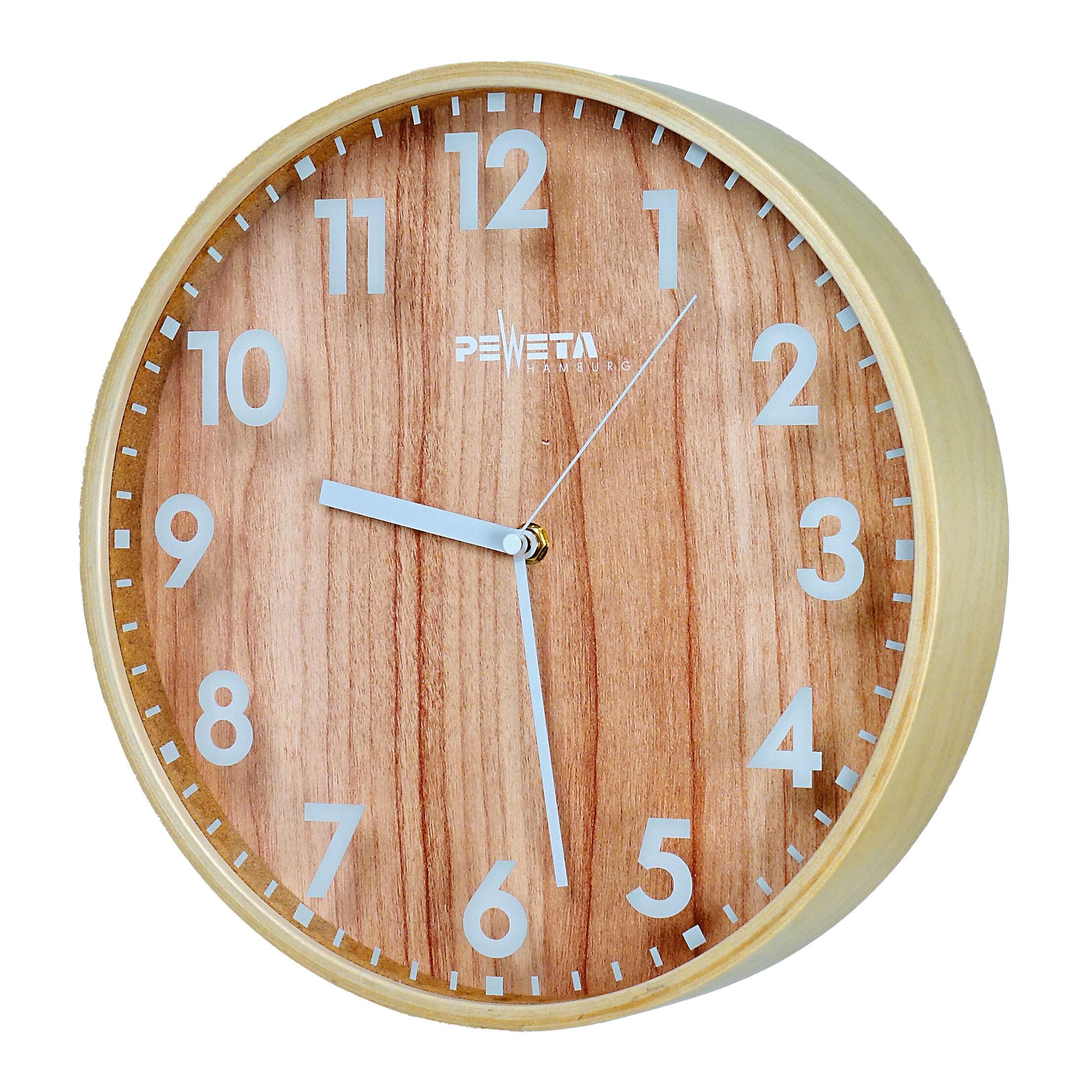 "Peweta Funk-Wanduhr ""Wood"", ø 30 cm, Zifferblatt arabische Zahlen, Holz" Unkategorisiert online kaufen