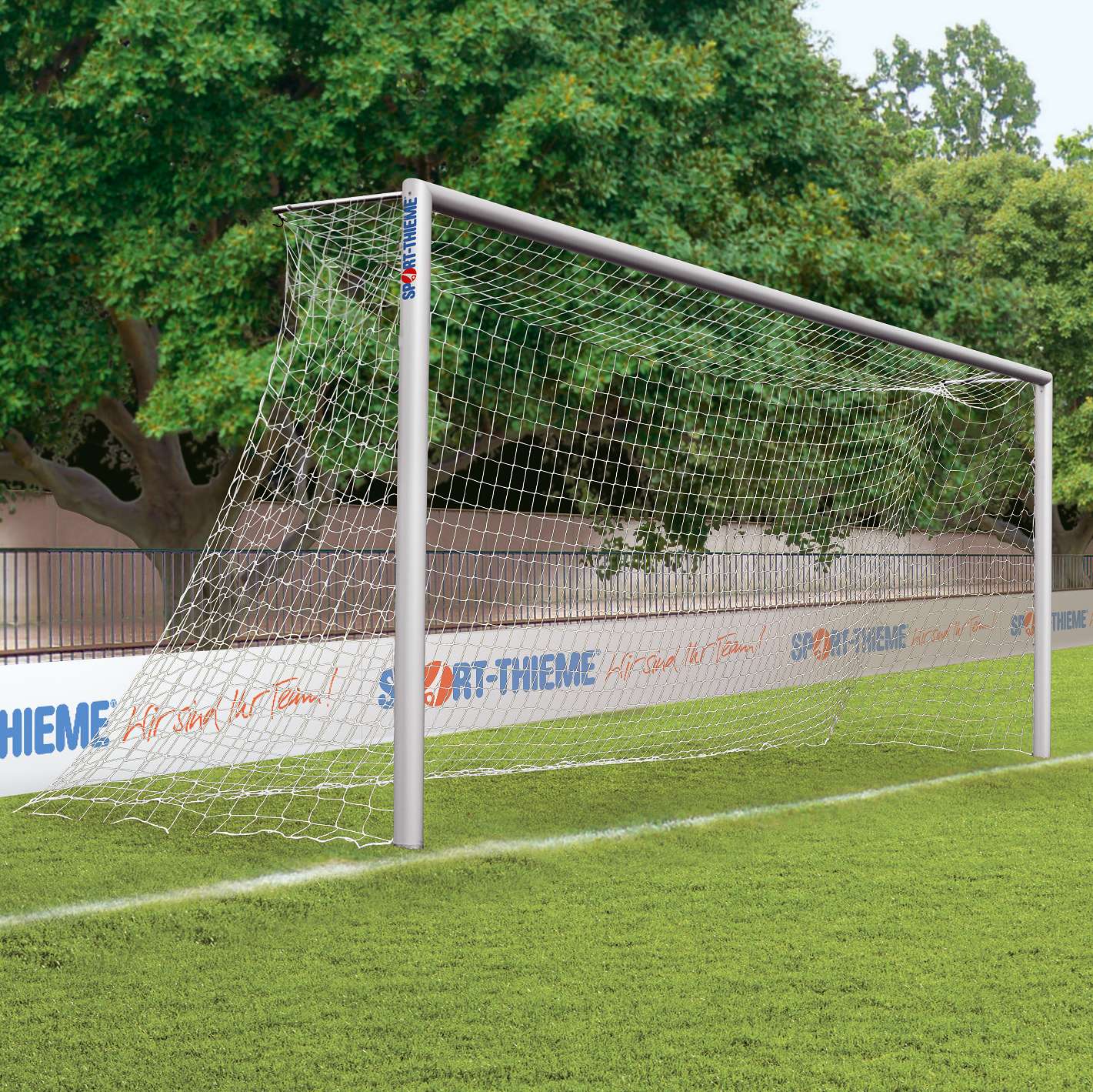 Sport-Thieme Großfeld-Fußballtor in Bodenhülsen stehend, verschraubte Gehrung, Alu, Mattsilber eloxiert Unkategorisiert online kaufen