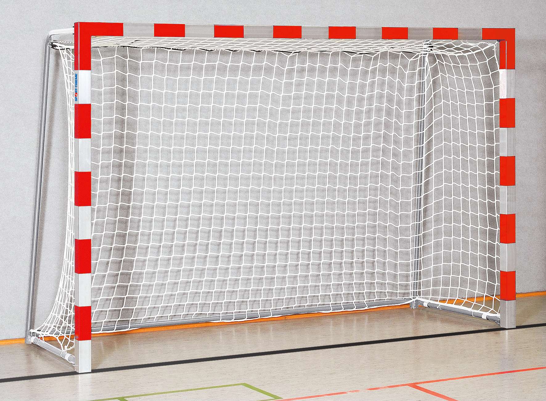 Sport-Thieme Handballtor in Bodenhülsen stehend mit anklappbaren Netzbügeln, 3x2 m, Rot-Silber, Verschweißte Eckverbindungen Unkategorisiert online kaufen