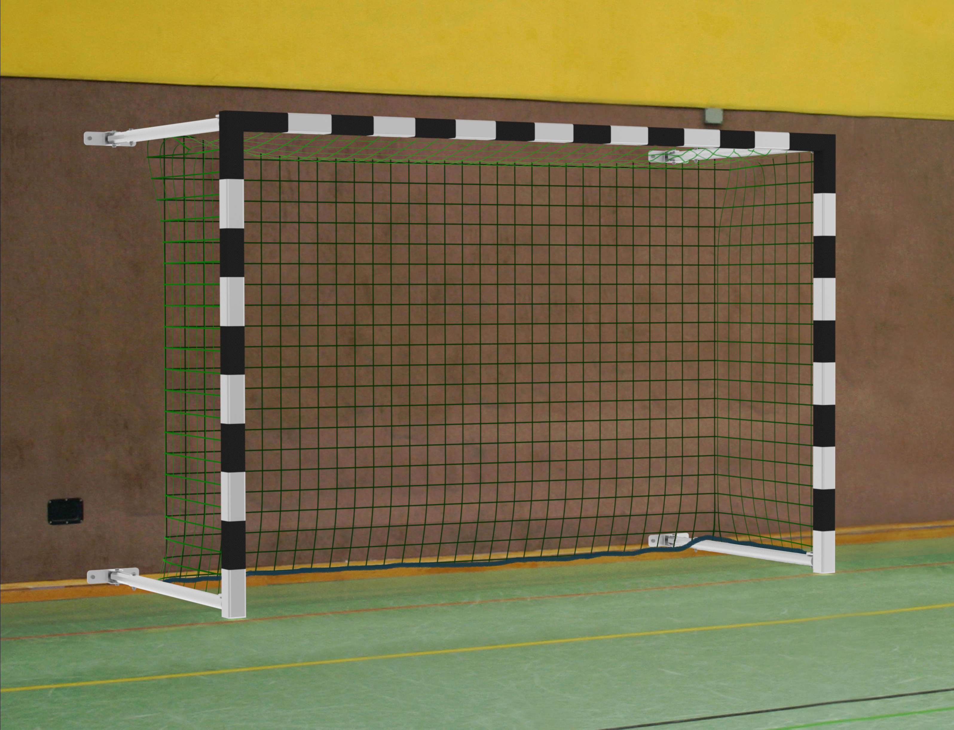 Sport-Thieme Handballtor mit Wandbefestigung, schwenkbar inkl. Netzbefestigung SimplyFix, Schwarz-Silber Unkategorisiert online kaufen