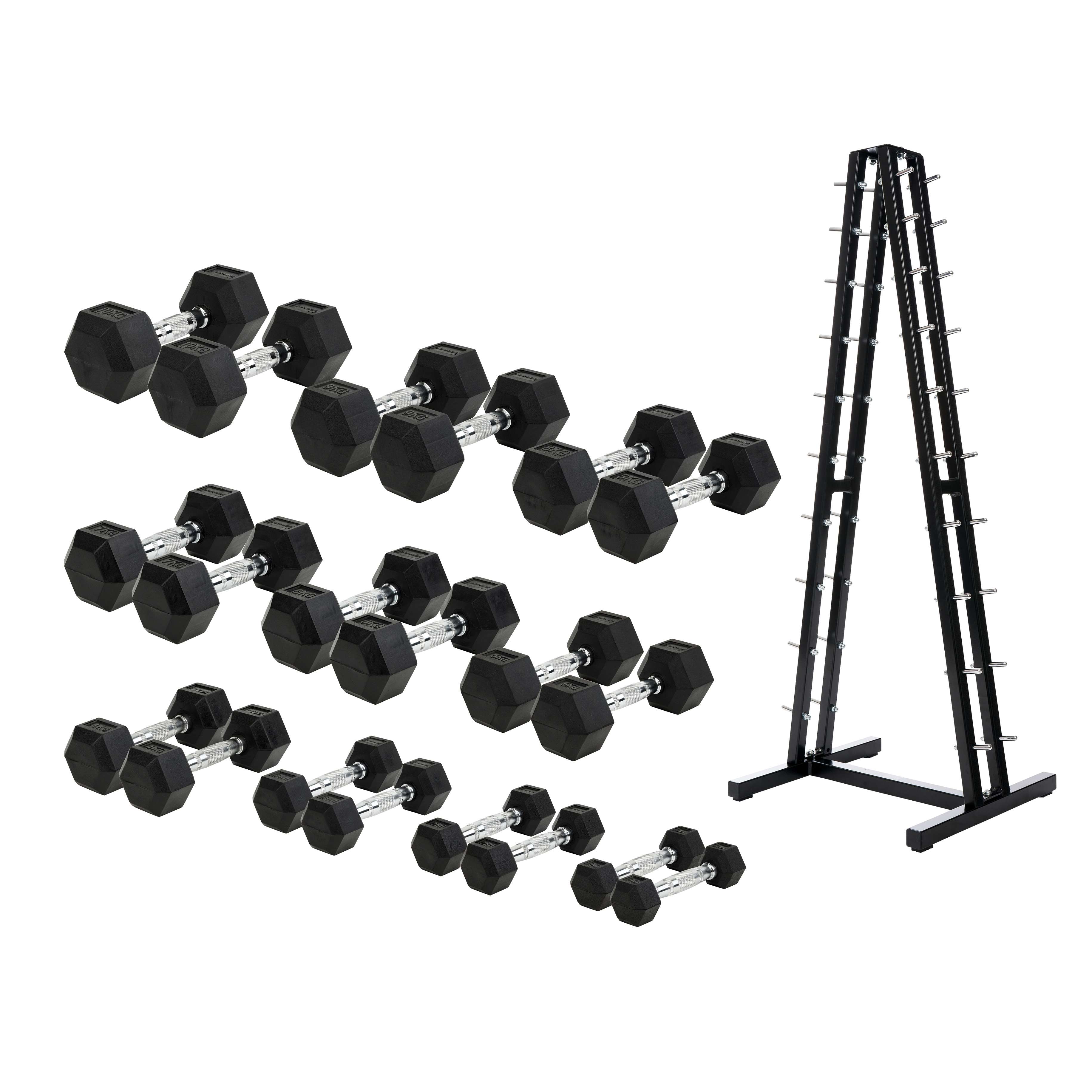 Sport-Thieme Kompakthantel-Set "Gummi Hex", 1-10 kg, inkl. Kurzhantelständer Unkategorisiert online kaufen