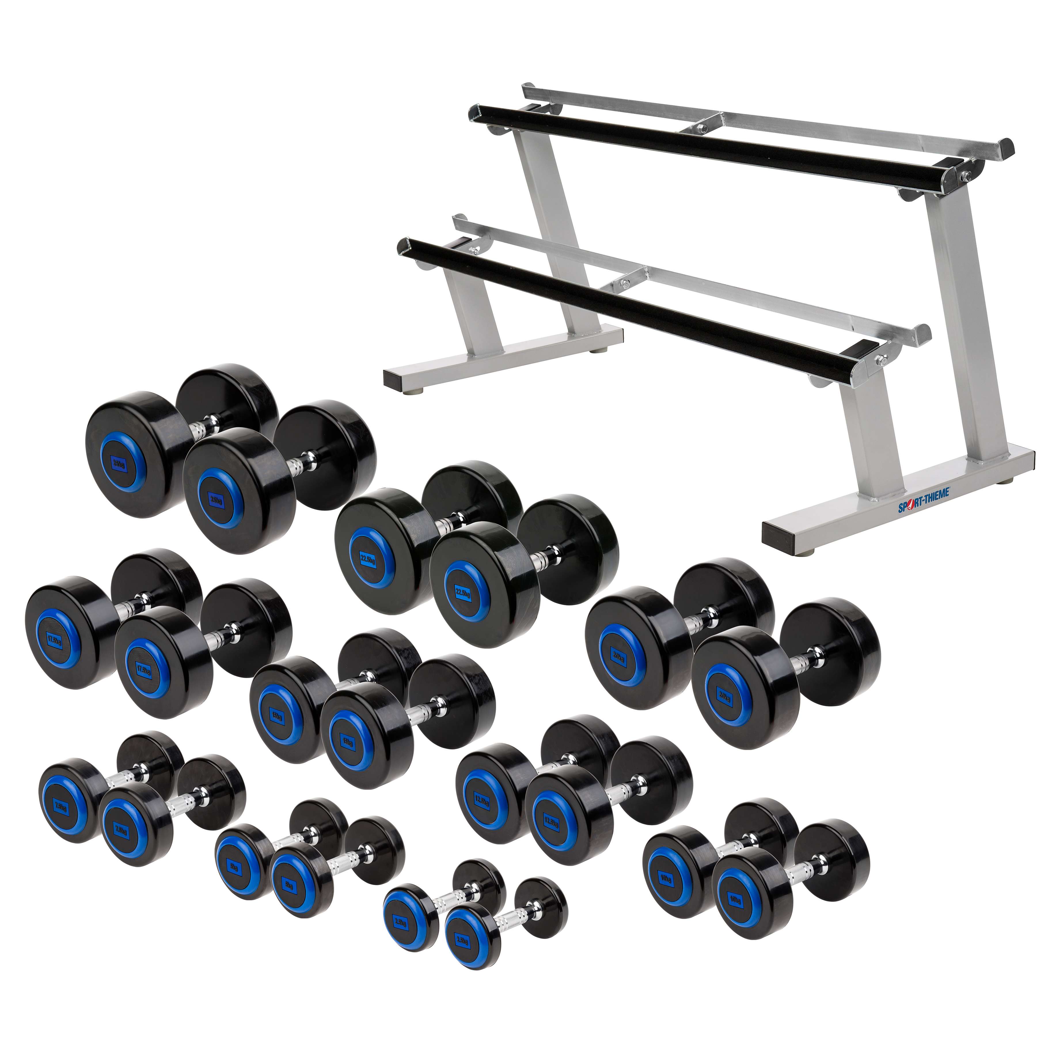 Sport-Thieme Kompakthantel-Set "PU", 2,5-22,5 kg, inkl. doppeltem Hantelablageständer Unkategorisiert online kaufen