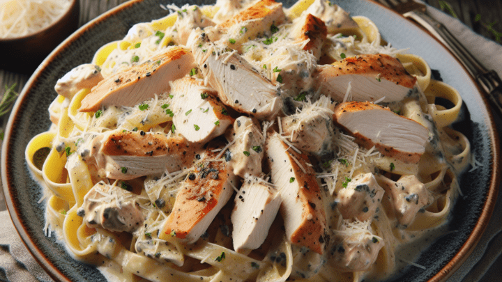 Proteinreiches Hühnchen Alfredo